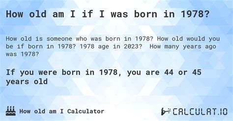 age if born 1978|1978 born age in 2024.